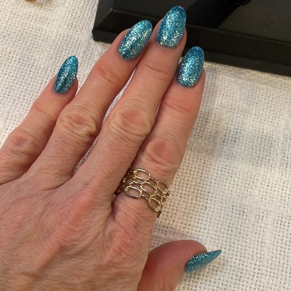 💐5/25 silver wide open honeycomb chain thick statement band ring - Picture 4 of 6